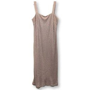 Laura Plus Shimmery Metallic Formal Dress Sleeveless Stretchy Champagne Wedding